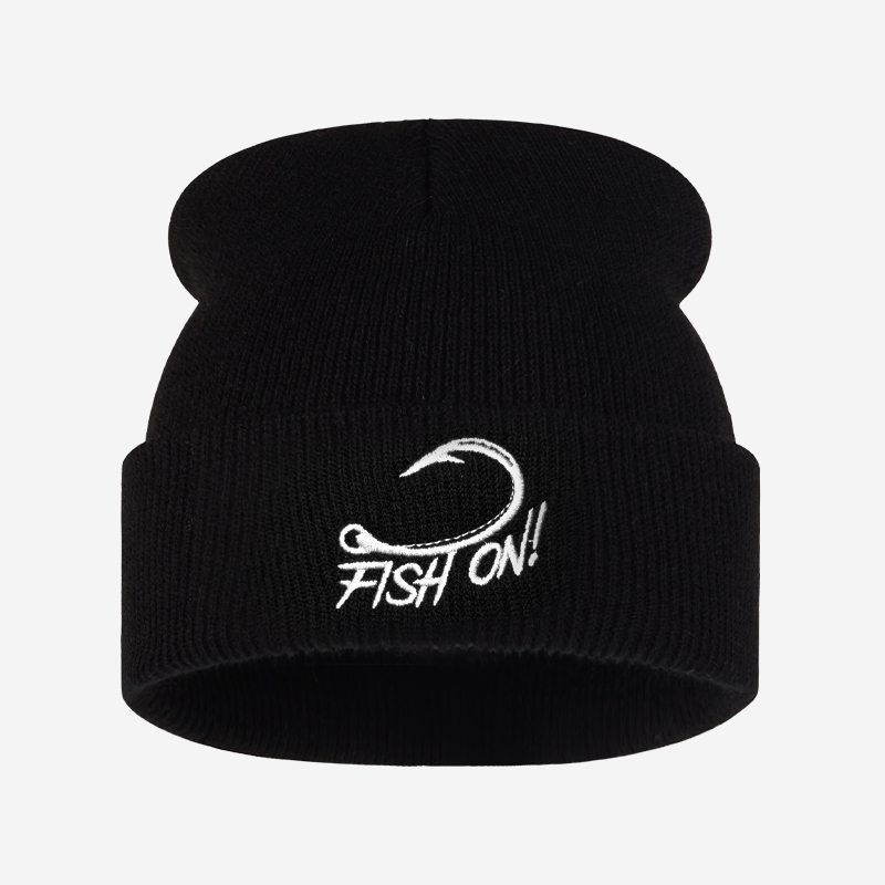 Beanie Cuffed Knit - Gorro de Malha Bordado com Peixe-Pescador