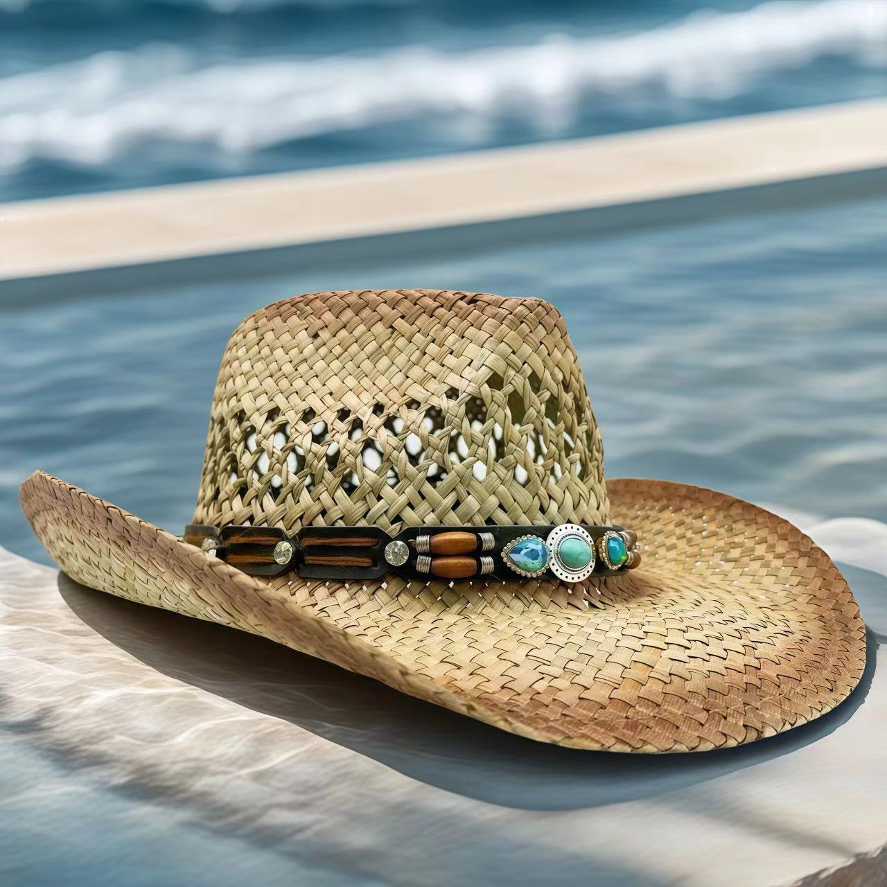 Chapéu de Cowboy com Strass, C - Cowboy Hat Straw avaliação e preço
