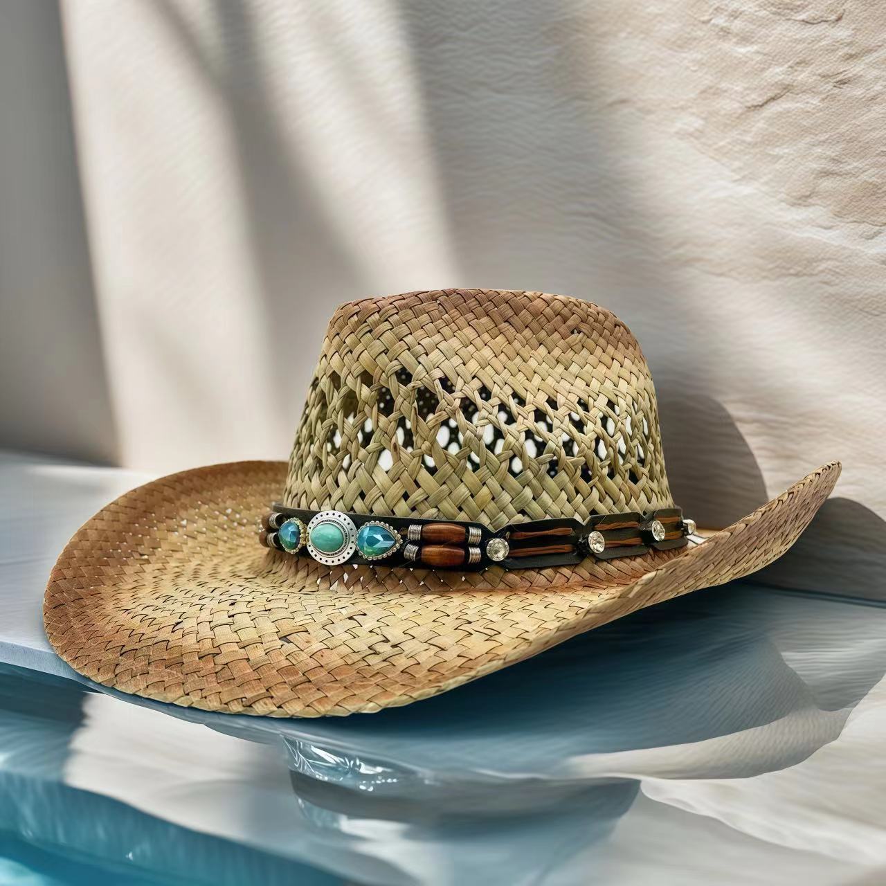 Chapéu de Cowboy com Strass, C - Cowboy Hat Straw avaliação e preço